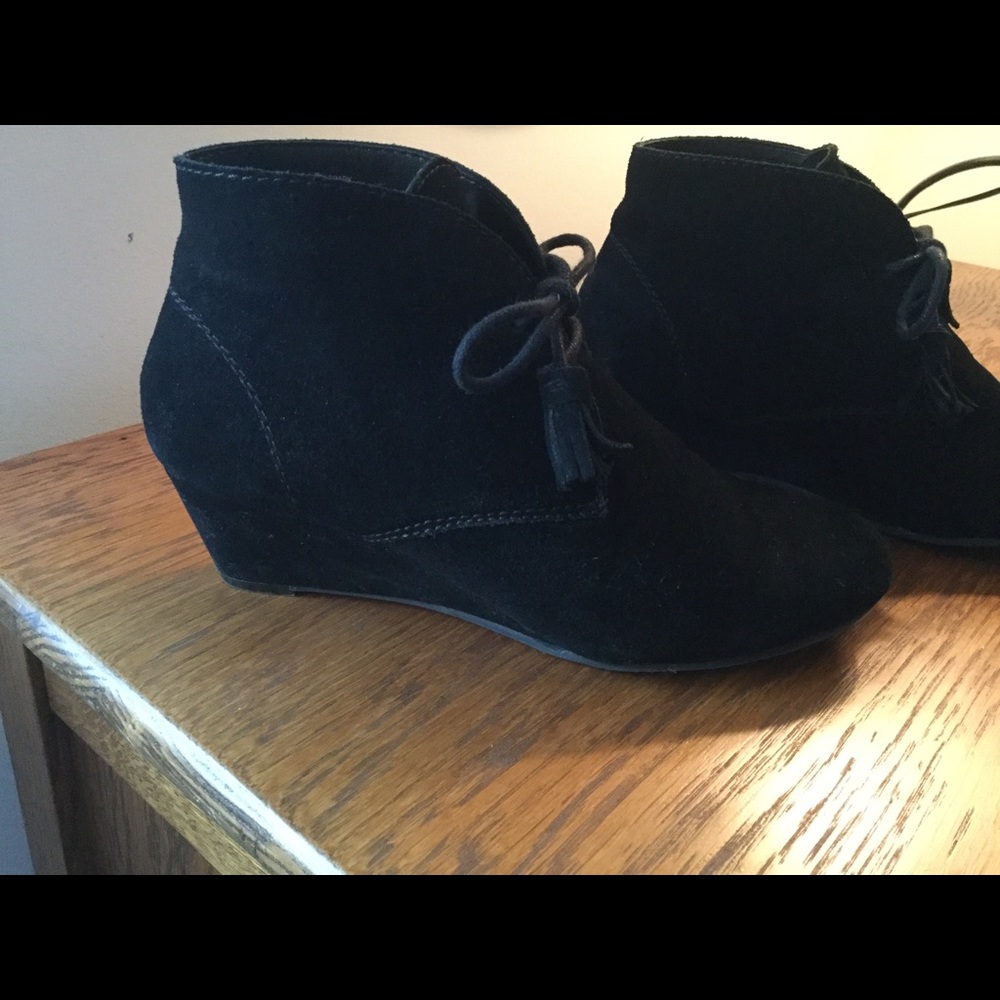 Black suede booties by Crown vintage